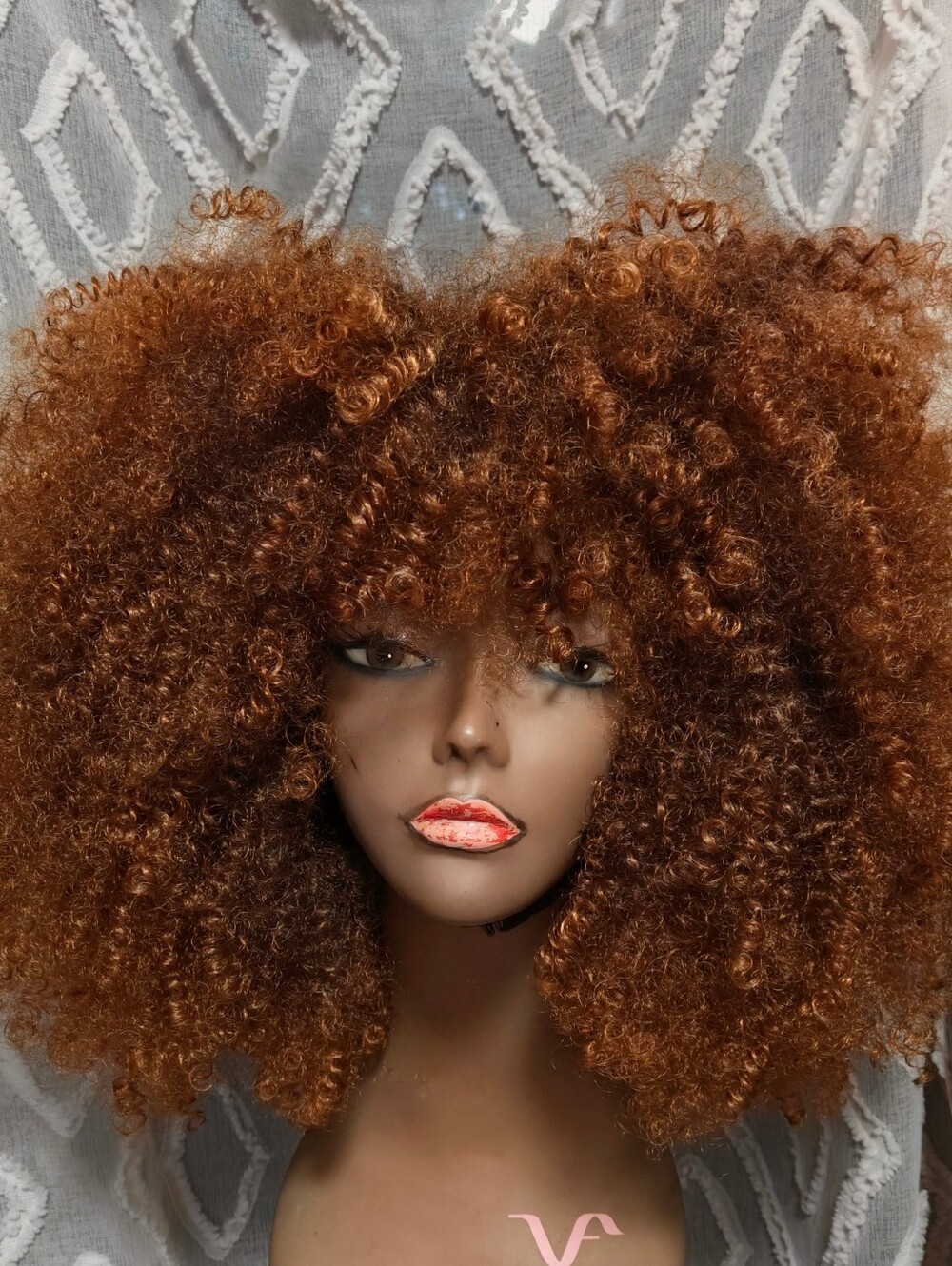 Premium Curly Afro Wig in Copper Brown - Picture 3 of 8